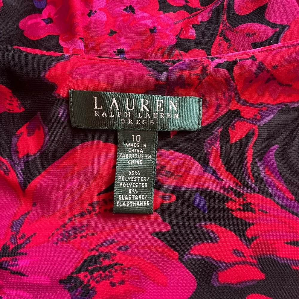 Women’s size 10 Lauren Ralph Lauren capped Sleeveless Floral Dress flowers wrap - Picture 10 of 15